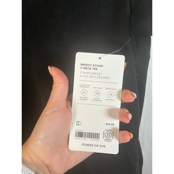 Athleta NEW Breezy V Neck Tee Shirt Size Sm Tencel Blend Minimalist Nuetral - Picture 5 of 7